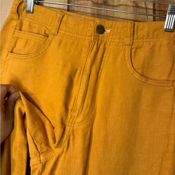 Anthropologie Pilcro Yellow Pants Wide Leg Raw Hem - Picture 3 of 12